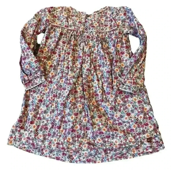 Girls Gray Pink Floral Tea Collection Dress Long Sleeve Lined Size 4 - Picture 2 of 5